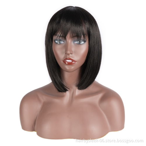 Fashion Woman Wigs Natural Colours With bang Heat-resisting Soft Hair Bob Style Brown Black Woman Wig Bob Short Synthetic Wig